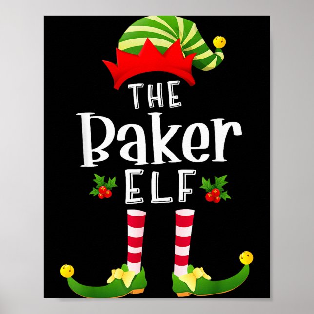 Poster Baker Christmas Elf Matching Pajama X-mas Party  (Frente)