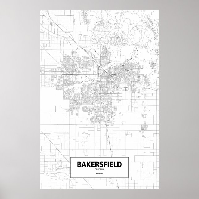 Pôster Bakersfield, Califórnia (preto em branco) (Frente)