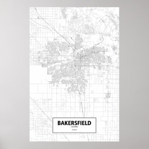 Pôster Bakersfield, Califórnia (preto no branco)
