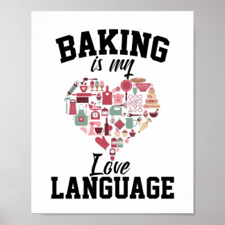 Poster Baking É Minha Língua De Amor - Baker Engraçado