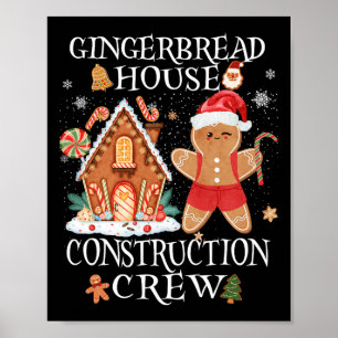 Poster Baking Xmas Gingerbird House Construção Crew De