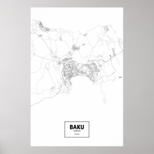 Poster Baku, Azerbaijan (preto no branco)