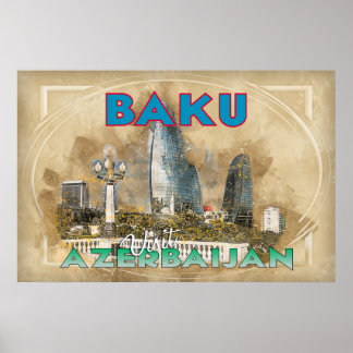 Poster Baku, Visite Azerbaijão, da série Visita...