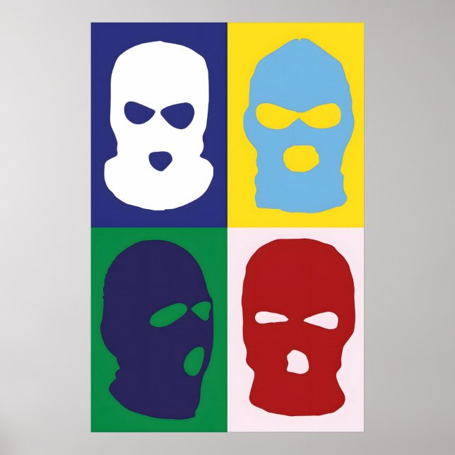 Poster Balaclava Japonês Abstrato Bauhaus Fórmula Moderno (Frente)