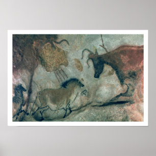 Pôster Balance a pintura que mostra um cavalo e uma vaca,