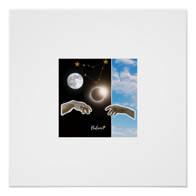 Pôster Balance Astrology Eclipse and Moon Surreal Poster (Frente)