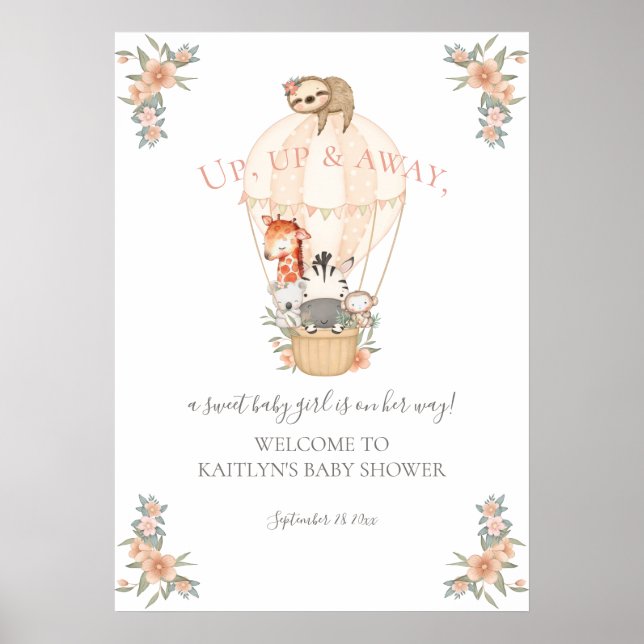 Poster Balão de Ar Quente - Animais Cachinhos Giraffe Slo (Frente)