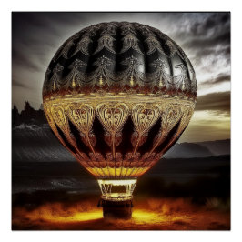 Pôster Balão de Ar Quente com Intrincado Design Barroco
