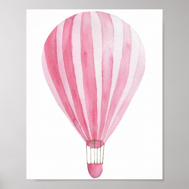 Poster Balão de ar quente cor-de-rosa - aerostato (Frente)