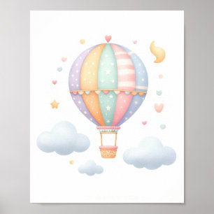 Poster Balão de Ar Quente de Pastel Cujo Ar Quente