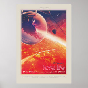 Poster Balão de ar quente extremo na paisagem vulcânica