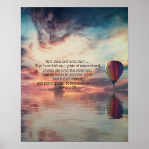 Poster Balão de Ar Quente Inspirador Versículo da Bíblia 