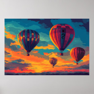 Poster Balão de Ar Quente Pop Art - Aventura no Céu