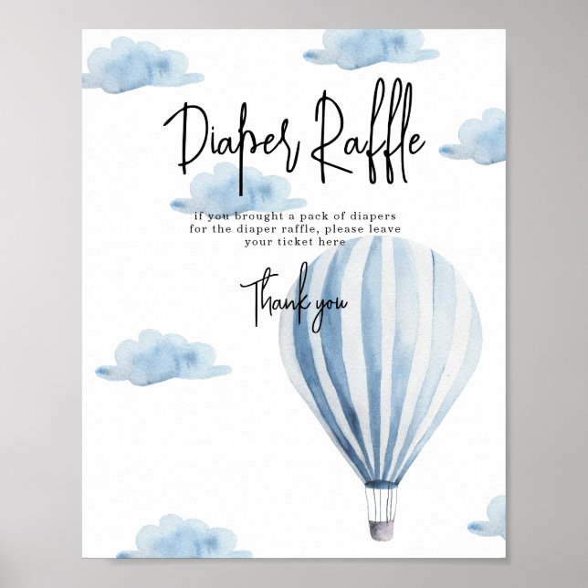 Poster Balão de ar quente - Sorteio de fraldas (Frente)