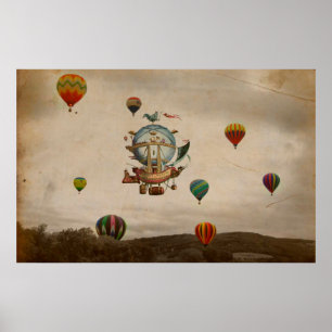 Pôster Balão de ar quente, viagem de Minerve 1803 do La