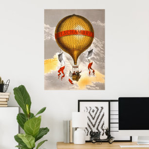 Poster Balão de Ar Quente Vintage 1880 Lachambre Arte