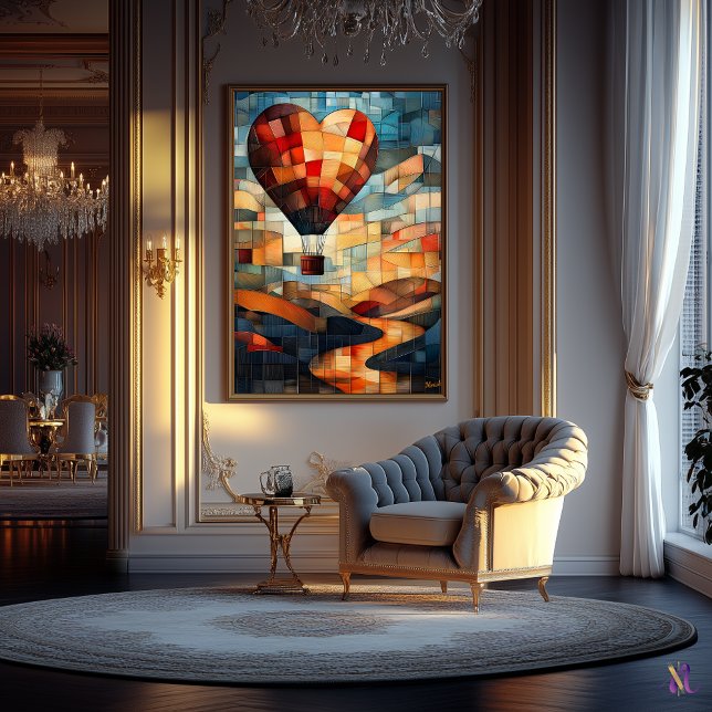 Poster Balão de Coração sobre Paisagem Serena (Criador carregado)