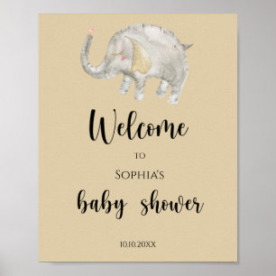 Poster Balão de Elefante Boas-vindas ao chá de bebê