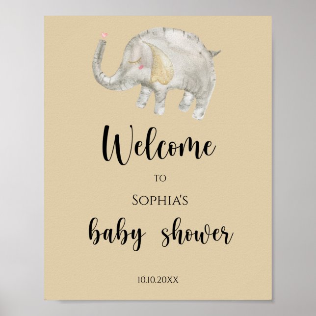 Poster Balão de Elefante Boas-vindas ao chá de bebê (Frente)