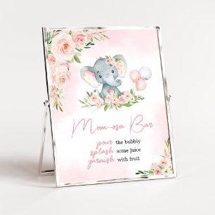 Poster Balão de Elefante Floral Rosa Mãe Bar Osa
