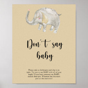 Poster Balão de Elefante - Não diga bebê