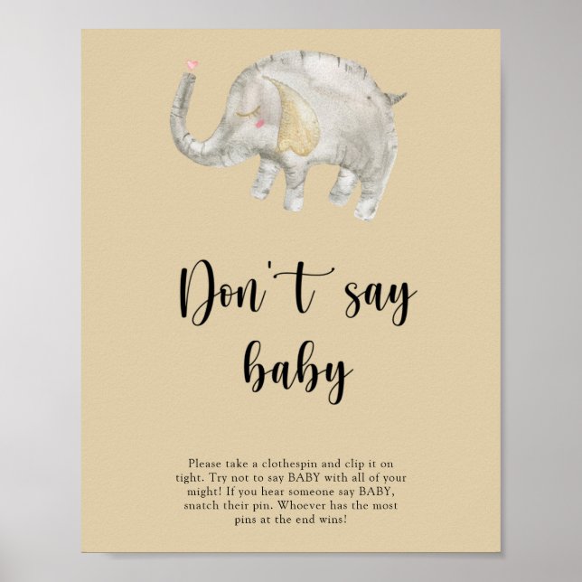 Poster Balão de Elefante - Não diga bebê (Frente)