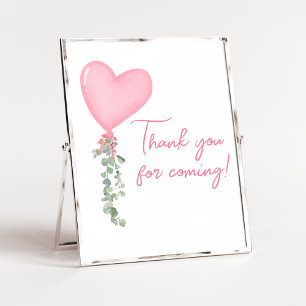 Poster Balão de Namorados rosa Obrigado por vir