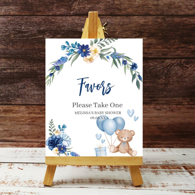 Poster Balão de Urso Azul Real da Aquarela (Criador carregado)