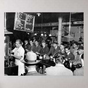 Pôster Balcão de almoço do Pete, 1950. Foto antiga