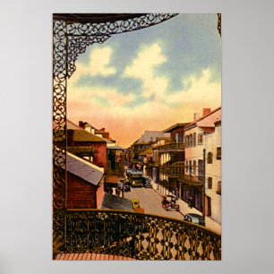Poster Balcão real da rua de Nova Orleães Louisiana