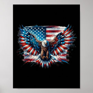 Poster Bald Eagle 4 de julho Bandeira Americana Fre Patri