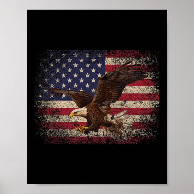 Poster Bald Eagle 4 de julho Presente Americano Fla (Frente)