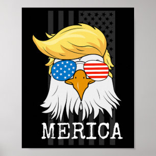 Poster Bald Eagle 4 De Julho Trump American Flag Funny