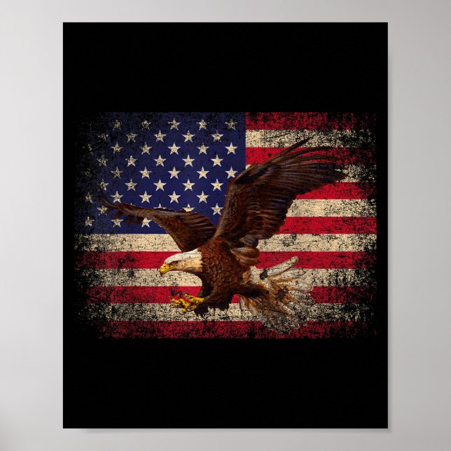 Poster Bald Eagle 4th Of July Christmas Gift American Fla (Frente)
