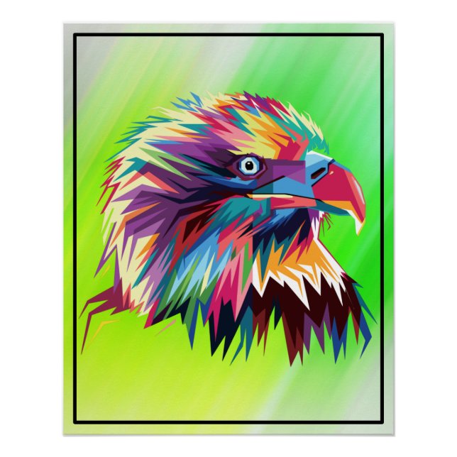 Pôster Bald Eagle - Design Geométrico Prismático - 80590 (Frente)