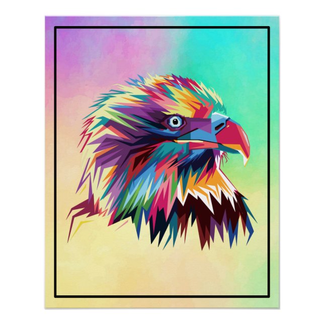 Pôster Bald Eagle - Design Geométrico Prismático - 80590 (Frente)