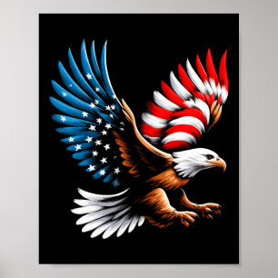 Poster Bald Eagle E Patriótica American Flag 4 De Julho