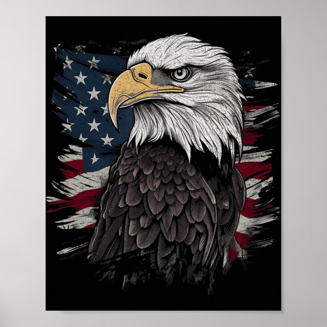 Poster Bald Eagle EUA Bandeira Americana Homens Gráficos  (Frente)
