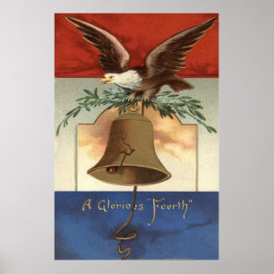 Pôster Bald Eagle Liberty Bell 4 de julho