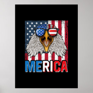 Poster Bald Eagle Merica 4 de julho