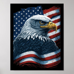 Poster Bald Eagle Orgulhosa Bandeira Americana Patriótica