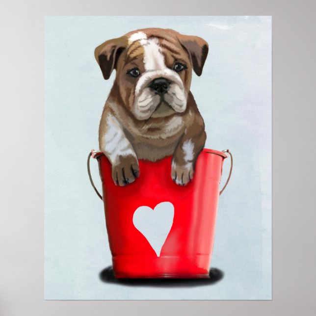 Poster Balde de Amor Bulldog Vermelho (Frente)