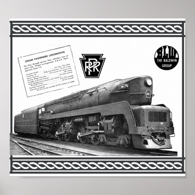 Poster Baldwin-Pennsylvania Railroad T-1 Locomotive (Frente)
