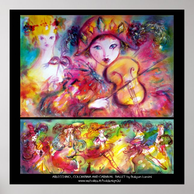 Poster Balé de Arlecchino, Colômbia e Carnaval (Frente)