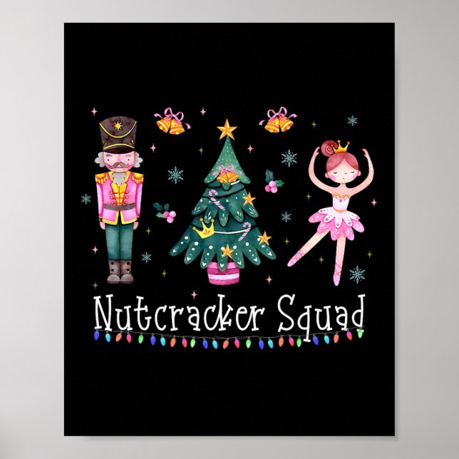 Poster Balé de Nutcracker de Natal Dançando Mulheres Cria (Frente)