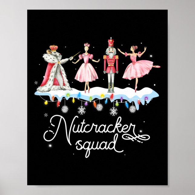 Poster Balé de Nutcracker de Natal Dançando Mulheres Cria (Frente)