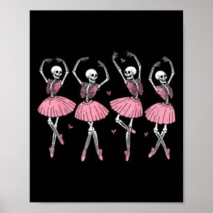 Poster Balé de Skeleton Ballerinas Dança Cuta Halloween
