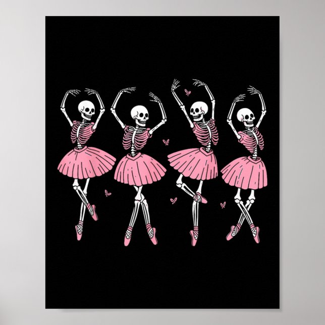 Poster Balé de Skeleton Ballerinas Dança Cuta Halloween (Frente)