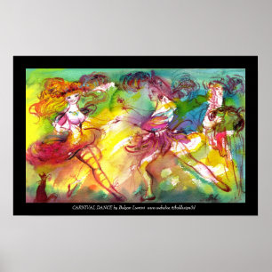 Pôster BALÉ do CARNAVAL/mascarada Venetian, dança, mús