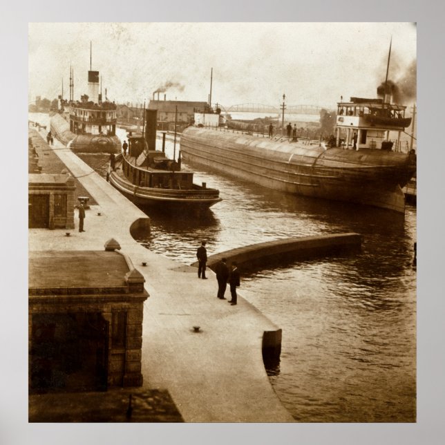 Poster Baleback no Soo Locks, Sault Ste. Marie, MI (Frente)